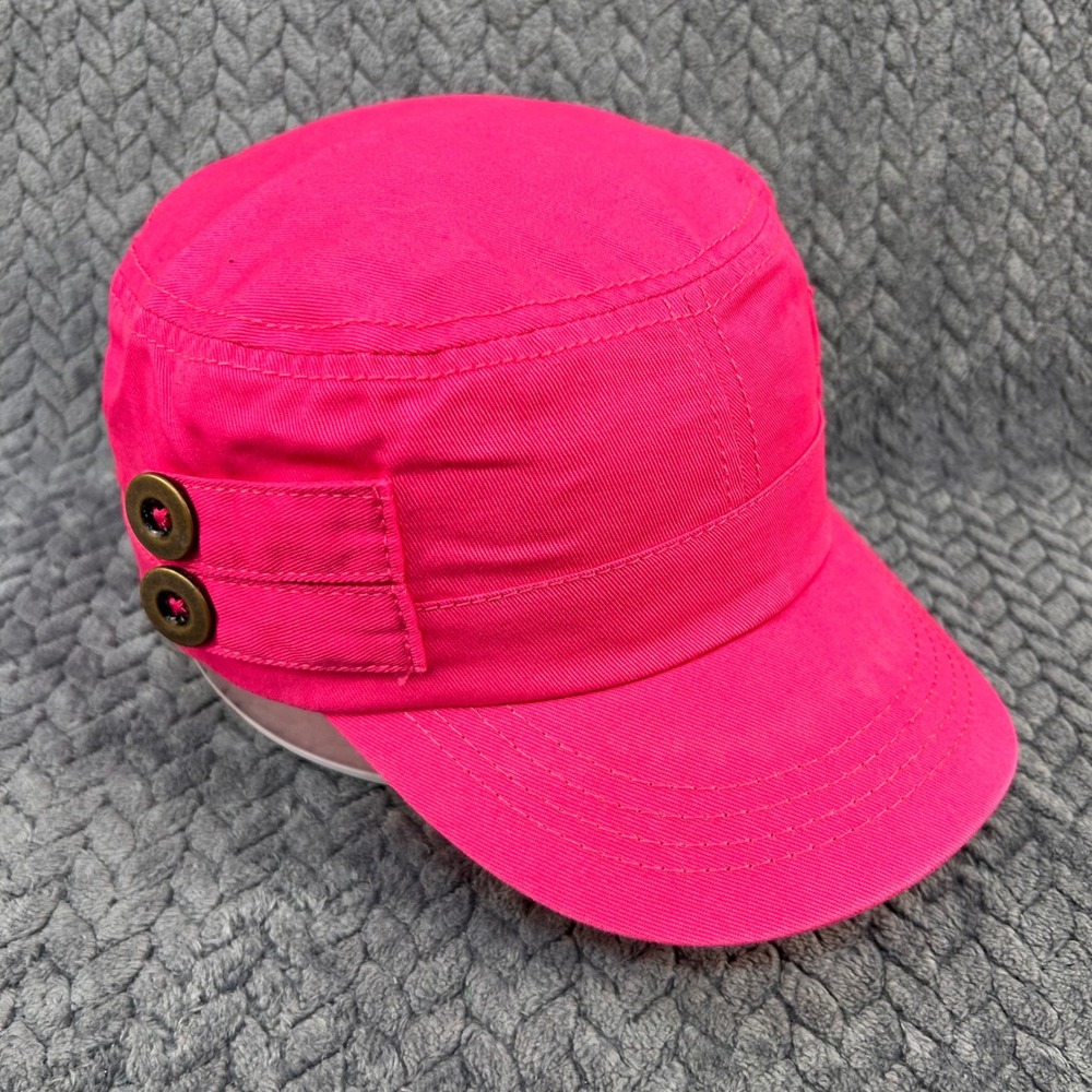 Solid Pink Womens Unbranded Cadet‎ Cap Military Hat Button Detail One Size
